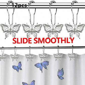 12 Butterfly Shower Curtain Hooks With Ball Bearings. Features Waterproof, Rust-Resistant Metal Rings For Easy And Secure Installation. Ideal For Bathroom, Bedroom, And Kitchen Accessories. Create Personalized Christmas Gifts-Perfect For Last-Minute Presents Or Holiday Decor. Discover Creative Inspiration, Handmade Christmas Cards, Trending Gift Recommendations, And Curated Holiday Gift Selections.