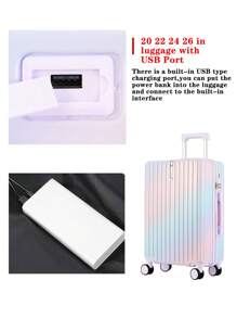 Wytrzymała walizka o dużej pojemności 20/22/24/26 cali, pomieści ponad 30% portów USB, wyposażona w ciche, uniwersalne kółka z haczykami i blokadę antykradzieżową TSA. Walizka dla dziewcząt może być prezentem dla uczniów. Torba podróżna wykonana z poliwęglanu, która uwalnia ręce i jest odpowiednia dla rodzin i młodzieży. Torba podróżna na przybory szkolne z haczykiem na kubek, wisząca torba w kolorze tęczowego gradientu, modna torba promocyjna na akcesoria szkolne. Akcesoria szkolne. - Wielokolorowe - Zobacz 11