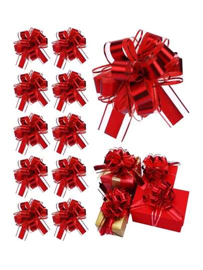 30-6pcs Gift Wrapping Pull Bow Ribbons, Elegant Hand-Tied Bows For Decorating Wedding Cars, Wedding Venues, Christmas Gift Baskets, Valentine's Day Decor, Birthday Celebrations, Bachelorette Parties, Mother's Day, Christmas Trees, Halloween