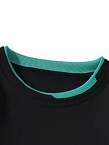 1pc Men Sweatshirt - Solid Color Pullover Style, Polyester Fabric, Casual Letter Print Top, Suitable For Outdoor, Campus, Daily Wear, Fall