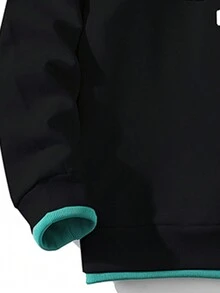 1pc Men Sweatshirt - Solid Color Pullover Style, Polyester Fabric, Casual Letter Print Top, Suitable For Outdoor, Campus, Daily Wear, Fall