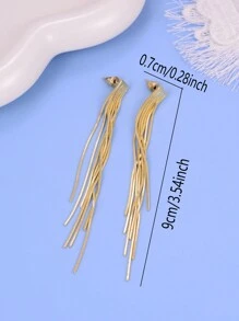 Metal Tassel Drop Earrings - long earrings 6 - View 4