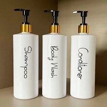 3pcs 500ml Hair Care Products Dispenser Bottles Set, Includes Shampoo, Conditioner And Body Wash Containers - Multicolor - View 12