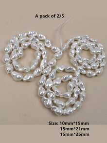 2/5 件/包优雅简约巴洛克不对称形状人造珍珠串珠适用于 DIY 手链项链珠宝配饰 - 不規則異形仿珍珠 - 查看 4