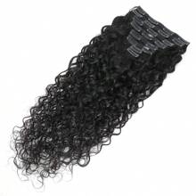 BINF Human Curly Hair Water Wave Clip In Hair Extensions Human Hair Double Weft Water Wave Curly Clip Ins Extensions For Women Clip On Wave Hair Extension Brazilian Virgin Water Wave Clip In Human Hair Extensions Natural Black Thick End Deep Curly Clip In Human Hair Extensions For Women 8Pcs 120g Remy Hair Water Wave Clip Ins - Natural Black - 查看 4