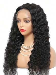 Tóc giả ren phía trước sóng sâu 13x4 màu đen tự nhiên tóc giả tóc người tóc giả nhổ sẵn tóc giả cho phụ nữ tóc giả ren trong suốt Brazil dài 30 32 34 inch có sẵn - màu đen - Xem 3