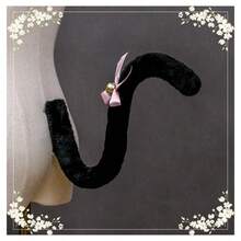 1 件猫尾巴短女仆猫女孩角色扮演动漫服装派对装饰可爱毛茸茸耳朵和尾巴配饰 - 白色 - 查看 7