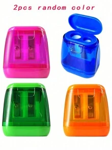 1 cái/2 cái/4 cái Gọt bút chì bằng nhựa có 2 lỗ, Gọt bút chì thủ công trong suốt nhiều màu sắc để phác thảo, Màu ngẫu nhiên - Nhiều màu - Xem 11