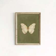 复古蝴蝶帆布艺术印刷品 - 独特的哥特式乡村风格墙面装饰，带有乡村风可选框架设计，非常适合卧室、客厅、家庭办公室，是自然爱好者和波西米亚装饰爱好者的巫术礼物