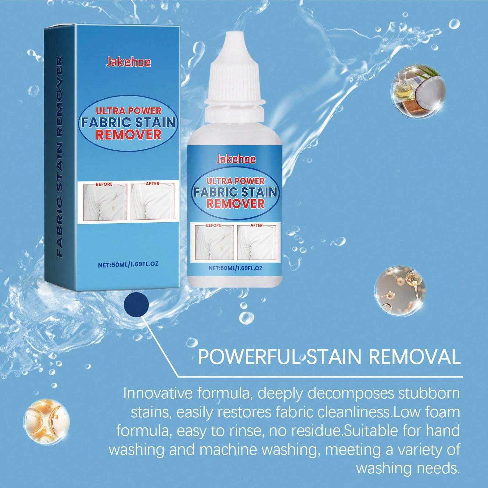 Multi In One Fabric Stain Remover Cares For Clean Clothes, Removes Oil