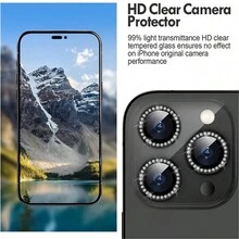 3 miếng phim bảo vệ ống kính máy ảnh kim cương lấp lánh Bling, iPhone 16 15 14 13 12 11Pro Max Plus 13 12 Mini 16 15 14 Pro Phim bảo vệ bằng kính cường lực iPhone 16 - màu đen - Xem 7