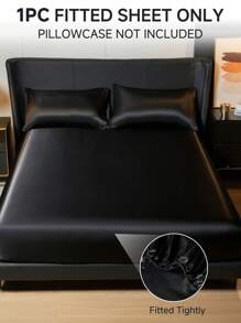 1pc Satin Fitted Sheet, Mattress Cover, Luxuriously Mattress Protector, Ultra Soft And Breathable Protector Cover, Fits King, Twin, Full, Queen Size Bed, With Deep Pocket, Silky Smooth, Anti-Wrinkle, Machine Washable