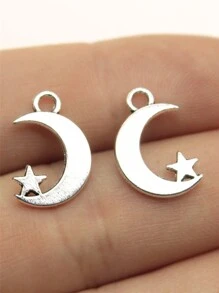 40 piezas/bolsa Colgantes de luna y estrella de 17x11mm para hacer joyas DIY, accesorios de joyería, elaboración de collares DIY, elaboración de llaveros DIY, manualidades hechas a mano