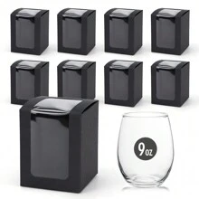 20pcs, 8x8x10cm, Window Kraft Paper Gift Boxes Suitable For Wine Glasses, Candles, 9-Oz, Wedding Bride Party Favor Boxes Back To School Valentine Day
