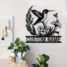HELLOYOUNG 1pc Aangepaste Metalen Vogel En Bloem Muurdecoratie. Schattig Huisdier Koe Gepersonaliseerd Logo. Boerderij Stijl Decor. Metalen Vogel En Bloem Kunst. Aangepaste Naam Muurdecoratie Voor Porch, Tuin En Cadeau. Muurkunst Decor Woonkamer/Kantoor Metalen Kunstwerk Gepersonaliseerd Bord/Boerderij Bord/Tuin Decor