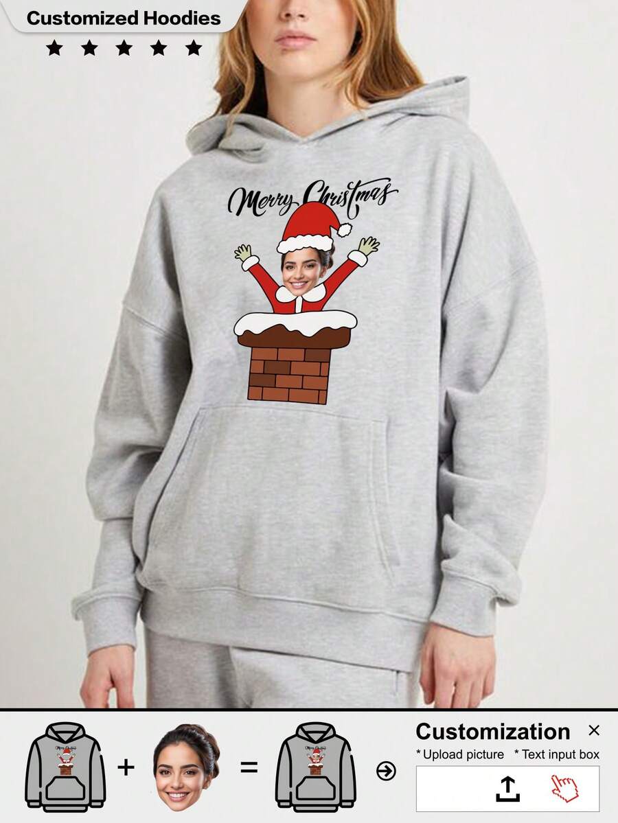 Áo hoodie Giáng sinh tùy chỉnh, Tượng Giáng sinh, Quà tặng Giáng sinh, Giáng sinh vui vẻ, Áo hoodie Giáng sinh sáng tạo - Xám - Xem 1