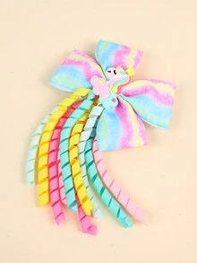 1 kẹp tóc nơ màu cầu vồng cho bé gái có đuôi, kỳ lân, quà tặng cho bạn bè, phụ kiện tóc dễ thương cho trẻ em - Nhiều màu - Xem 9