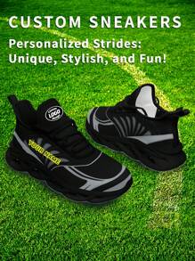 1 Pair Las Vegas Baseball Custom Sneaker, Personalized Name Running Shoes, Custom Blade Sneakers, Personalized Gift Low Top Running Shoes, Name Sneakers, Personalized Running Shoes For Women And Men, Personalized Sports And Casual Shoes, Gift For Mom/Dad/Her/Him/Girlfriend/Boyfriend/Wife/Husband/Friend - Black - View 3
