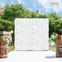 Rainaut 6PCS Flower Wall Panels, 24" X 16" Flower Wall Panel Floral Backdrop, White Flower Wall Decor, Faux Flower Panel, Silk Hydrangea Rose Floral Panel For Wedding, Party - Nhiều màu - Xem 4