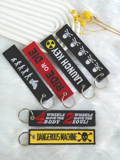 XIANG YU Double-Sided Embroidered Keychain - 3x13cm, Featuring Personalized Short Phrases, Words, & Unique Identity Markers Car Accessories Bag Charm Backpack For School Cute Goth Y2k Bag Accessories Lanyards With Id Holder Car Accessories Bag Charms Christmas Gift Car Accessories Teacher Friend Sister Gift Ideas