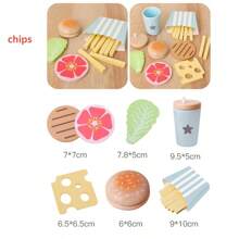 1 套儿童厨房玩具木制什锦假零食拼盘，假装游戏逼真的蔬菜和水果沙拉切菜玩具套装 - 彩色 - 查看 5