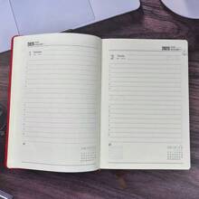 365 页厚英文日记本笔记本，硬质仿皮封面，每日计划，工作日记，精装备忘簿，棕色/蓝色/灰色/黑色/红色 - A5 - 查看 8