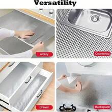 Giấy dán tường ốp lưng bếp, Giấy tiếp xúc bằng nhôm bóc ra và dán, Miếng dán tường tự dính chống dầu chịu nhiệt cho lớp lót ngăn kéo mặt bàn, Lớp lót kệ, Trang trí nhà bếp, Trang trí nhà cửa, Trang trí phòng - Nhiều màu - Xem 11