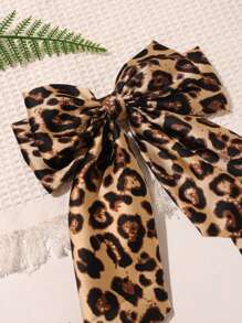 1-3 piezas Clip de pelo vintage elegante con estampado de lazo y leopardo, clip de resorte para otoño e invierno