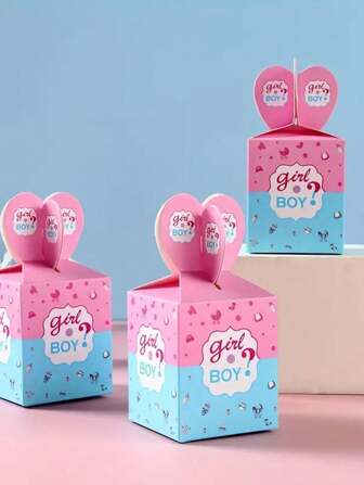 10 件装性别揭秘派对糖果礼盒，颜色随机 性别揭秘派对用品情人节