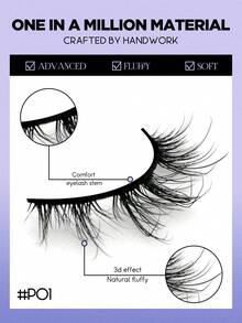 GROINNEYA 6 Pairs Fox Eye False Eyelashes, Faux Mink Lashes, Natural Look Short Lashes For Makeup (P01) - 黑色 - 查看 3