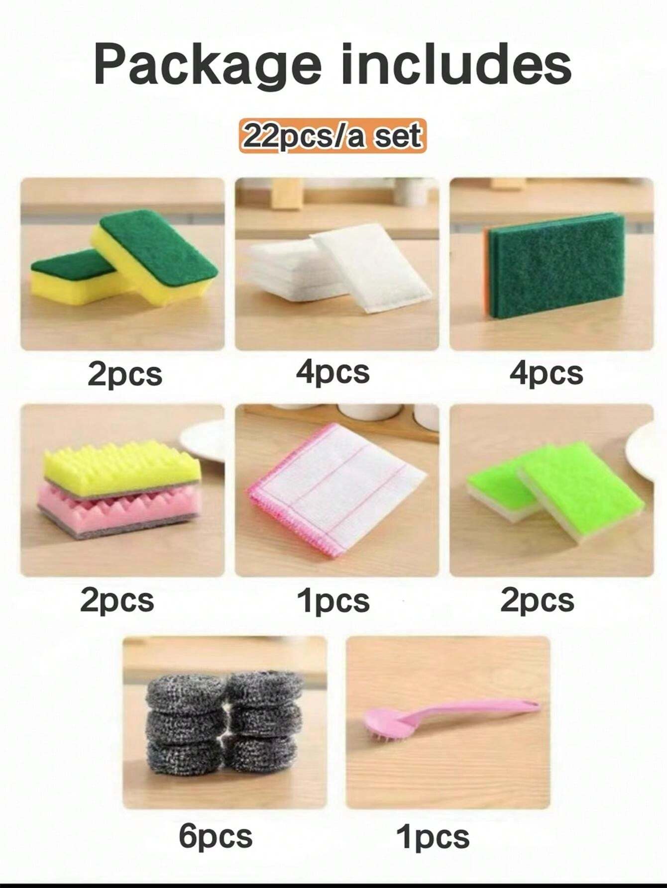 22pcs/Set Household & Mom's Kitchen Cleaning Kit, Including Dish Wash