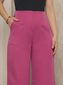 Women's Basic Tailored Social Trousers - 玫瑰紅 - 查看 5