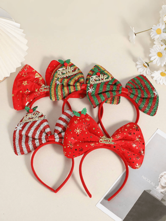 1/2/3/4pcs Christmas Bow Headband, Rainbow Color Christmas Snowflake Headpiece, Party & New Year Kids Hair Accessories, Cute Children Hair Decor, Suitable For Holiday Parties