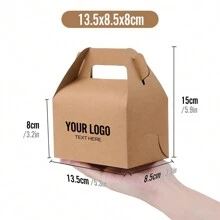 Set de 20 cajas de regalo de papel kraft blanco y marrón, cajas para pasteles, cajas para postres, cajas para recuerdos de fiestas, con posibilidad de impresión personalizada de logotipos y texto - Caqui - Ver 6