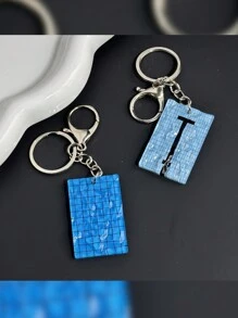 1pc Acrylic Water Ripple Ins Style Swimming Pool Car Key Chain Bag Pendant Accessory Creative Small Christmas Gifts Gift Thanksgiving - Baby Blue - View 6