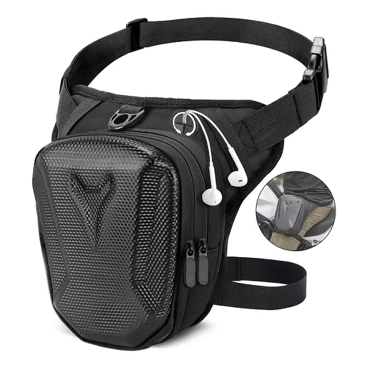 Bolso De Pierna Resistente Al Agua Con Funda Dura De Motocicleta Negra, Bolso De Cintura Para Motocicleta, Bolso De Muslo Para Hombres Y Mujeres Con Funciones Múltiples Al Aire Libre, Paquete De Cintura Casual Para Hombres, Bolso De Moto Y Motociclista, Bolso De Teléfono