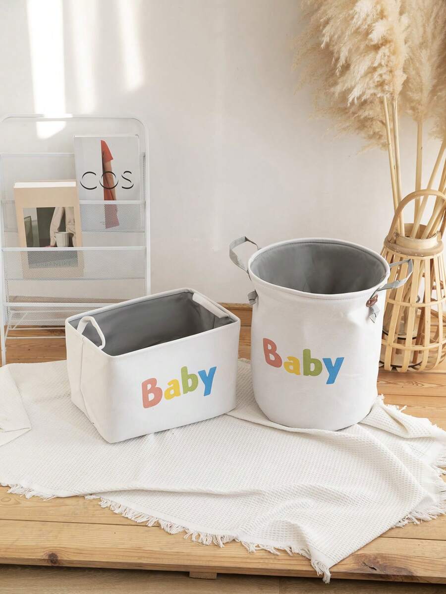 Giỏ đựng đồ họa tiết chữ B EVA dày có thể gấp lại, thích hợp cho phòng khách, phòng ngủ, phòng tắm, phòng giặt - trắng - Xem 1