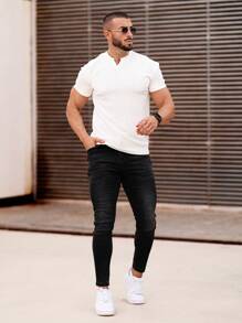 GINGTTO Men's Solid Color Pocket Casual Pants, Everyday Wear - Black - View 3