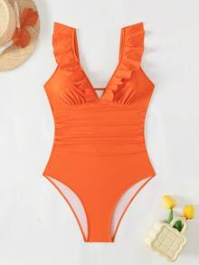 One-Piece Swimsuit Tummy Control Holiday Beach, For Summer Vacation - Multicolor - View 6