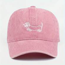 1 chiếc Mũ lưỡi trai bóng chày thêu hình chó Dachshund dễ thương phong cách đường phố cổ điển đã giặt, thích hợp cho các hoạt động giải trí ngoài trời và ngày lễ - màu xanh lá - Xem 2