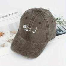 1 chiếc Mũ lưỡi trai bóng chày thêu hình chó Dachshund dễ thương phong cách đường phố cổ điển đã giặt, thích hợp cho các hoạt động giải trí ngoài trời và ngày lễ - màu xanh lá - Xem 6