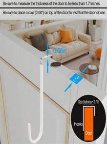 4/6 件，挂钩，门钩，升级版长门钩，带橡胶，防止划痕，重型储物钩，用于悬挂衣服、毛巾、帽子、外套和包 - 彩色 - 查看 10