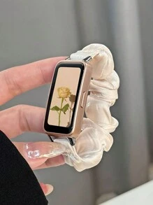 1pc Women's Scrunchie Bracelet, Compatible With Huawei Band 10/9/8/7/6, NFC6Pro, Galaxy Fit 3 - Apricot - View 13