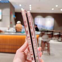 Aunote 1 Ốp điện thoại bảo vệ từ tính hình trái tim mạ điện chống sốc hình vuông đơn giản, hỗ trợ sạc không dây, tương thích với Samsung/IPhone/S21FE/S20FE - Nhiều màu - Xem 6