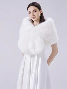 Nueva capa de piel de zorro sintética, chal cálido para otoño/invierno, adecuado para el escenario, fiesta de noche, boda