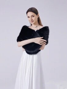 Nueva capa de piel de zorro sintética, chal cálido para otoño/invierno, adecuado para el escenario, fiesta de noche, boda