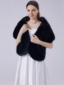 Nueva capa de piel de zorro sintética, chal cálido para otoño/invierno, adecuado para el escenario, fiesta de noche, boda