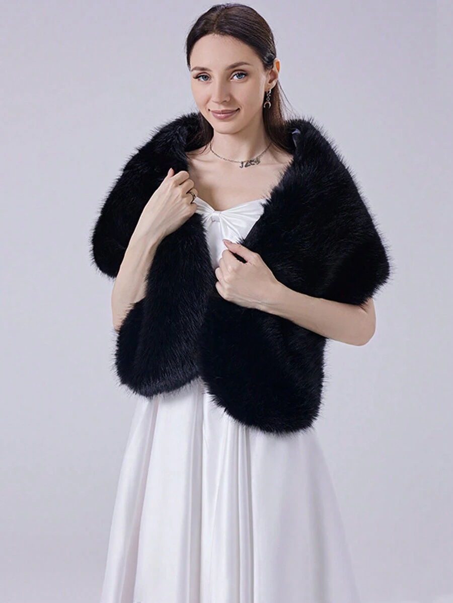 Nueva capa de piel de zorro sintética, chal cálido para otoño/invierno, adecuado para el escenario, fiesta de noche, boda