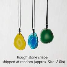 1Pc Natural Color Agate Stone Slice Pendant, Quartz Stone Necklace, Sweater Chain, Chakra Fashion Pendant, Decorative Landscape Pendant Jewelry, All Hand-Carved, Men's And Women's Fashion Necklace, Meaning Peace, Wealth, Family Happiness, Suitable For Family Gifts, Christmas And Various Holiday Party Gifts, Crystal Gifts (Random Gifts: Lanyard, Gift Box) - Agate Slice Pendant - View 2