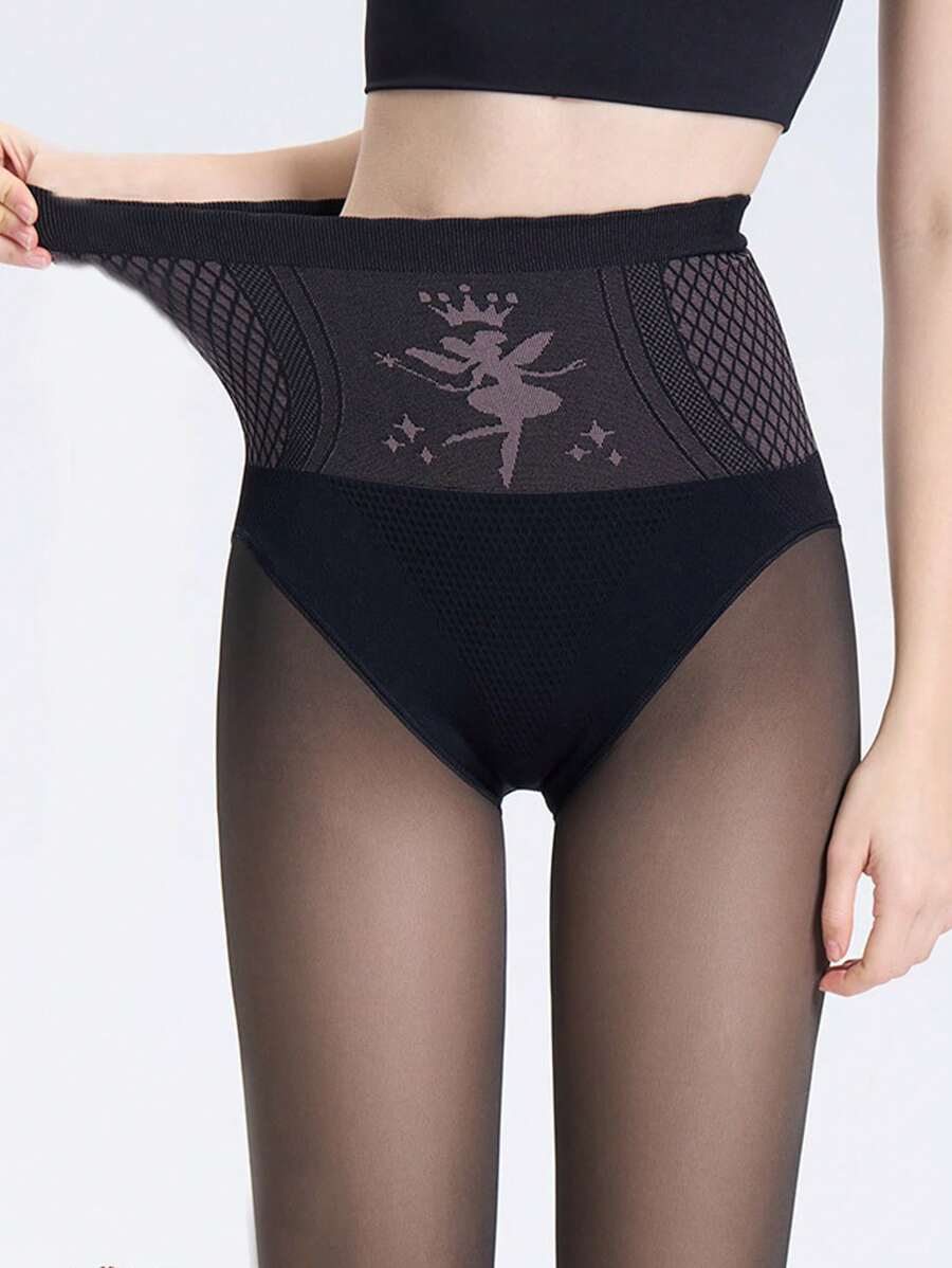 1 件女士连裤袜，新款秋冬款，黑色透明吸湿瘦身紧身打底裤，尼龙紧身袜 - 黑色 - 查看 1